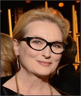 Meryl Streep wearing glasses at Golden Globe Awards